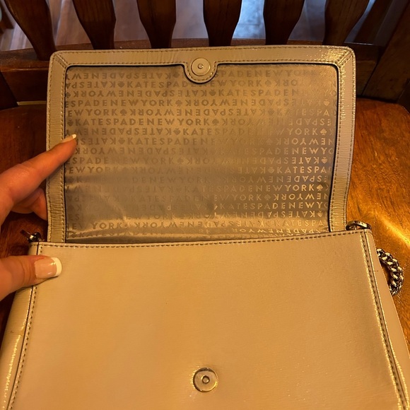 Kate Spade Gray Shoulder Bag Purse Chained Strap - Picture 8 of 13